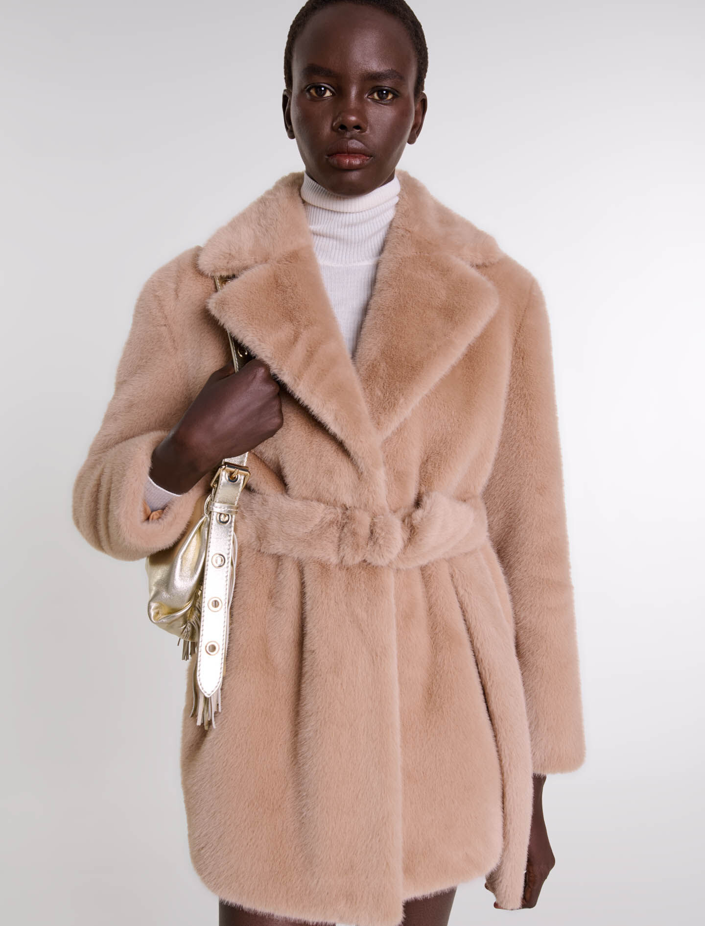 124GAUPE Faux fur coat Coats Maje