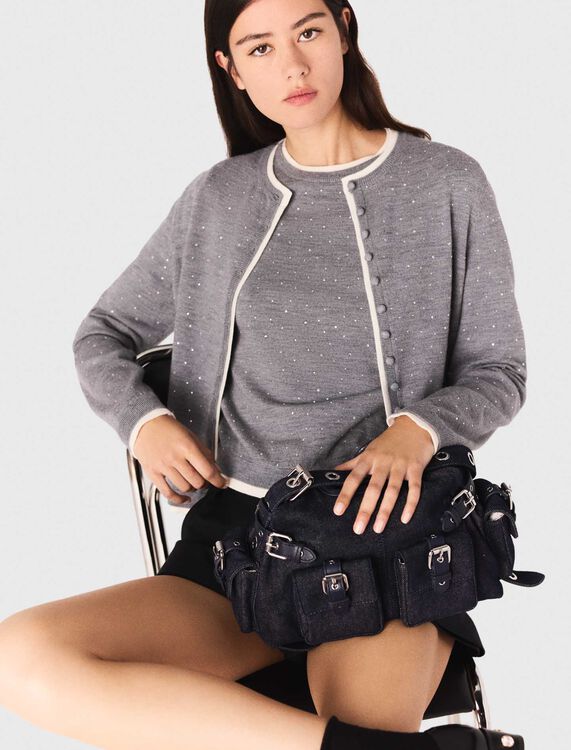 Knit cardigan with rhinestones - Sweaters & Cardigans - MAJE