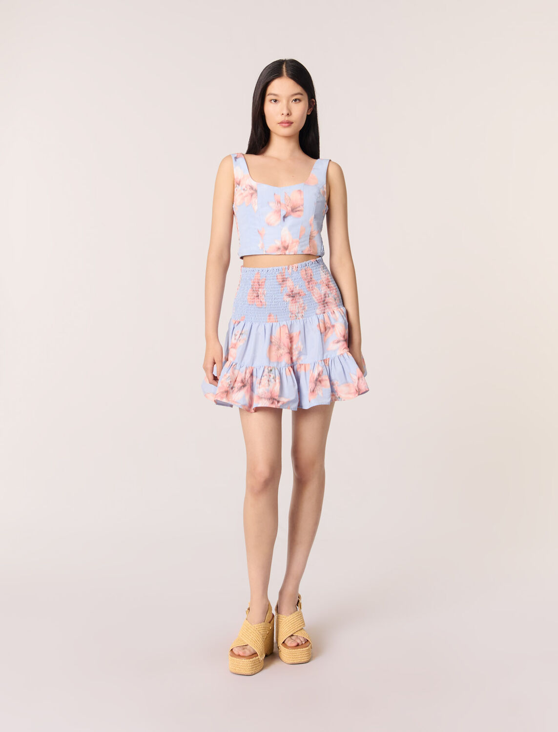 Patterned taffeta flared skirt -  - MAJE