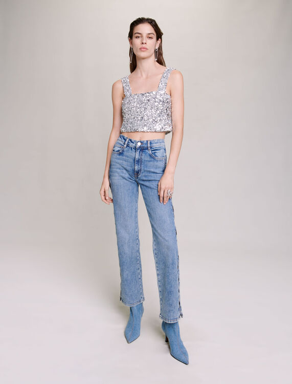 Sequinned top - T-Shirts - MAJE