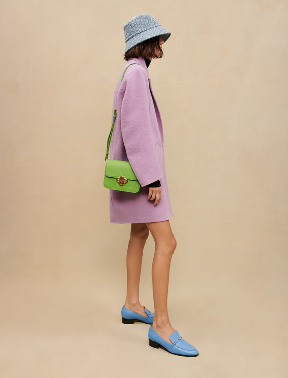 Mauve double-sided bouclé coat -  - MAJE