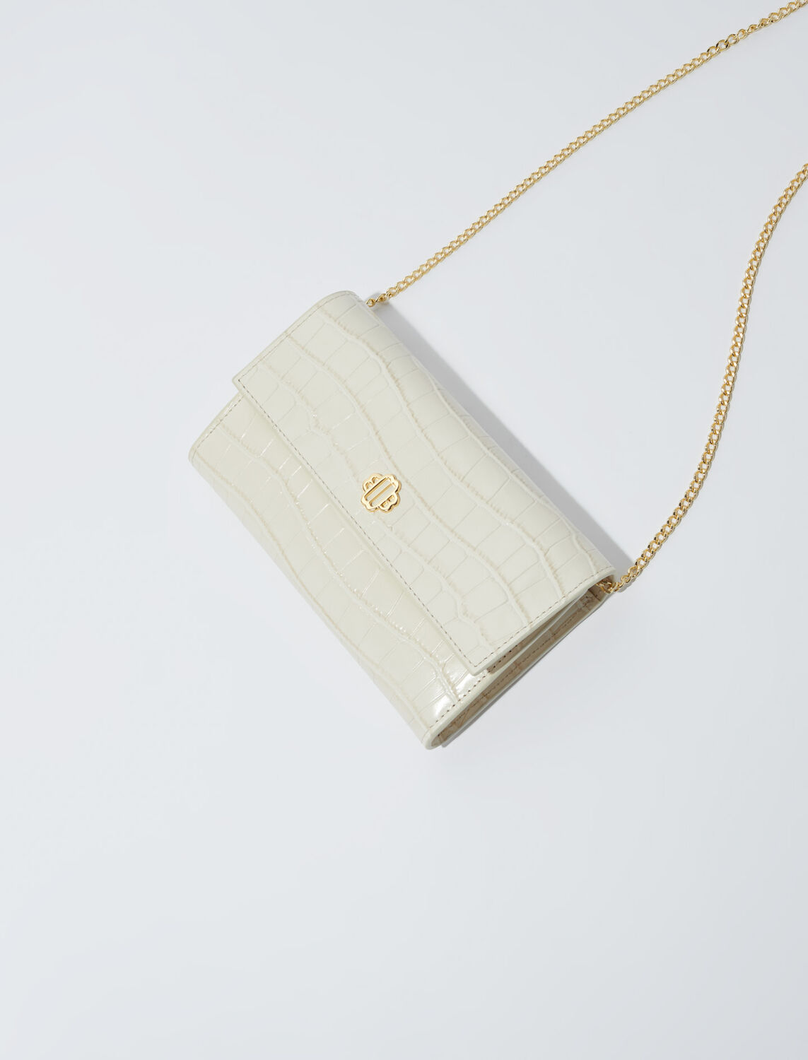 Croc-effect embossed leather bag : null color 