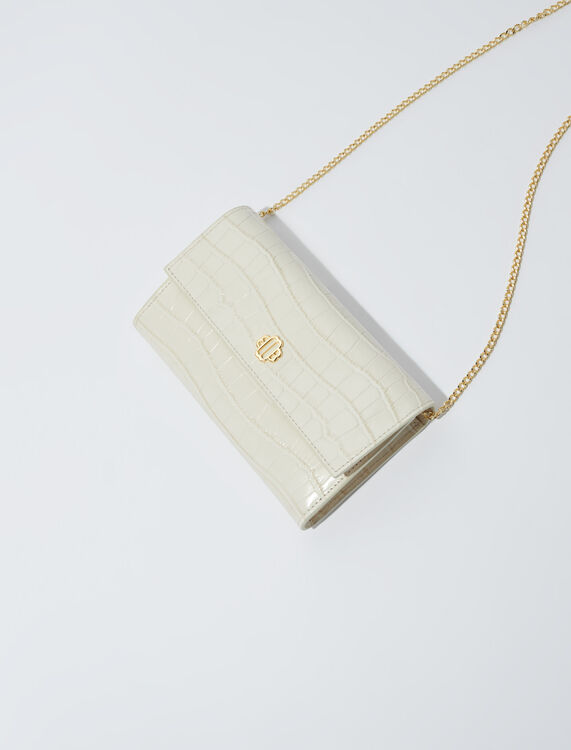 Croc-effect embossed leather bag - null - MAJE
