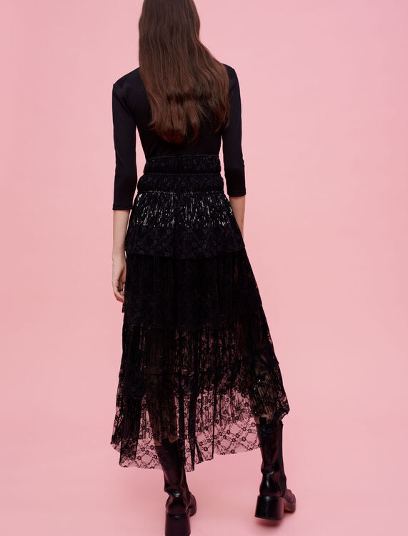 Jersey-blend and lace sequined dress - Dresses - MAJE
