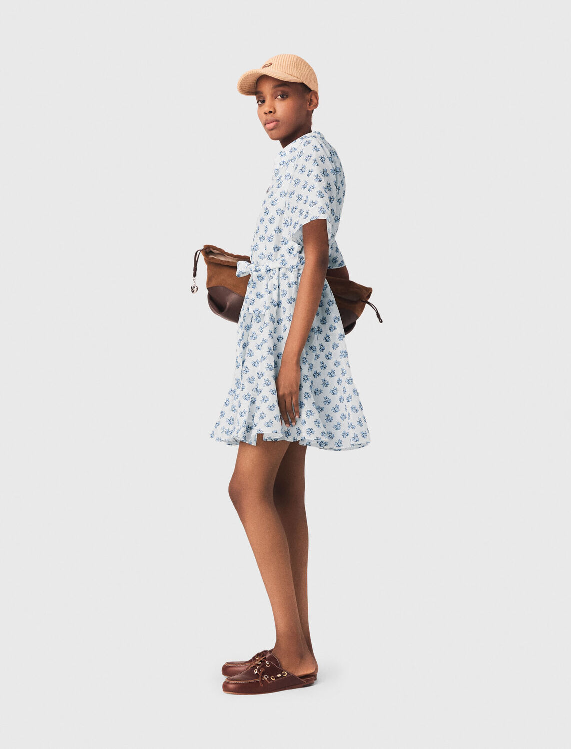 Short patterned linen-blend dress - Dresses - MAJE