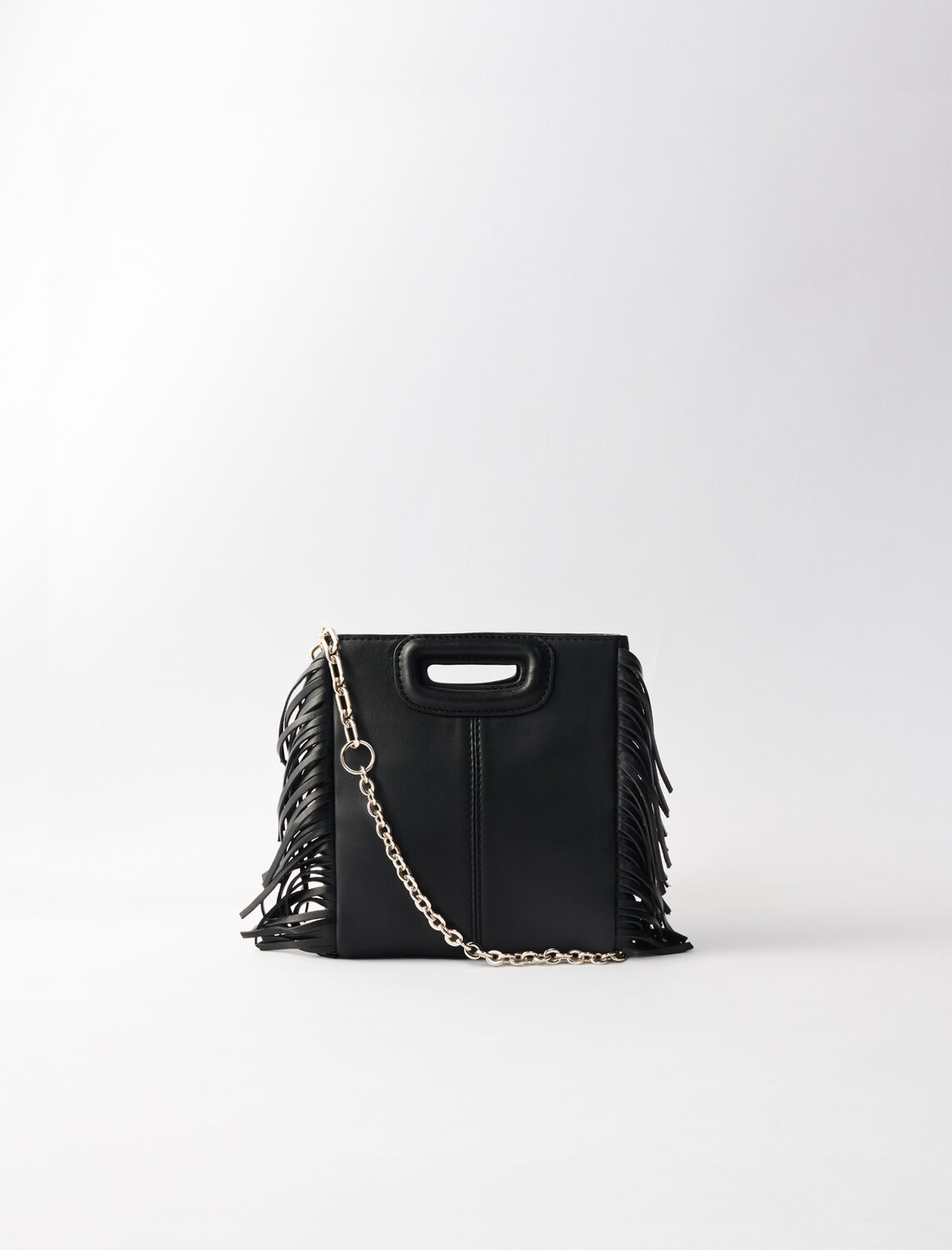 Leather mini M bag with chain : Bags color Black