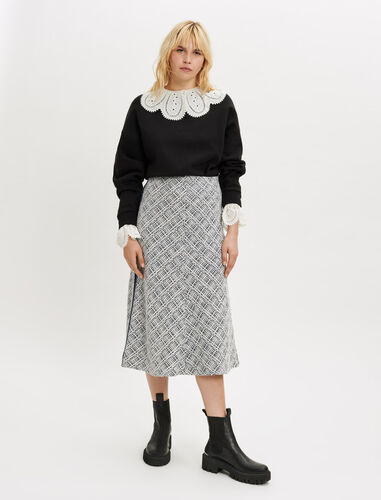 Tweed midi skirt : Skirts & Shorts color Blue