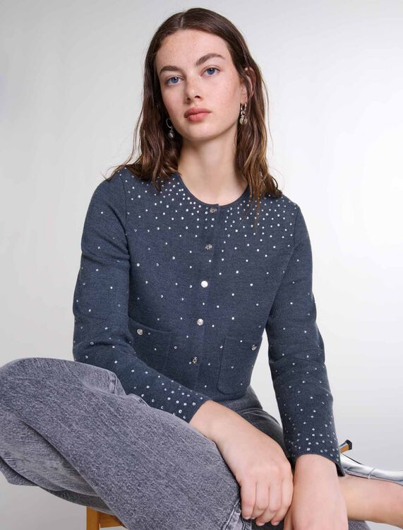 Knitted jumper with rhinestones - Fall-Winter Collection - MAJE