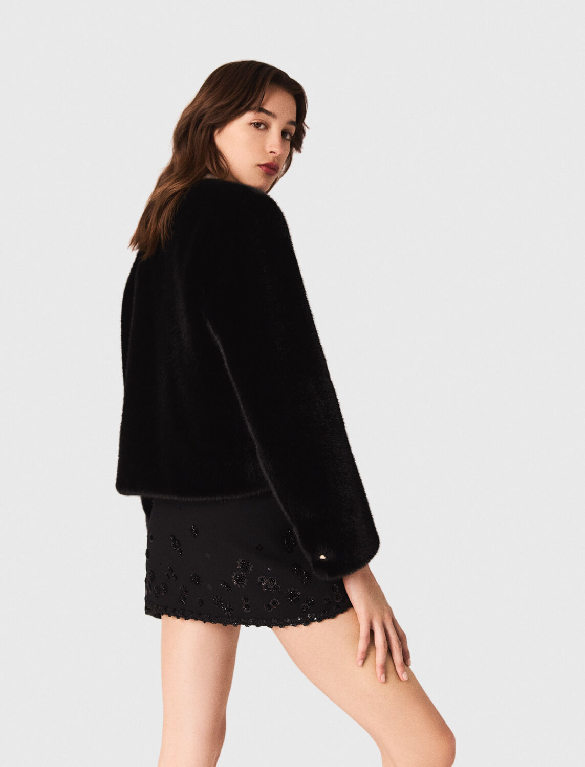Short faux fur coat - Coats - MAJE