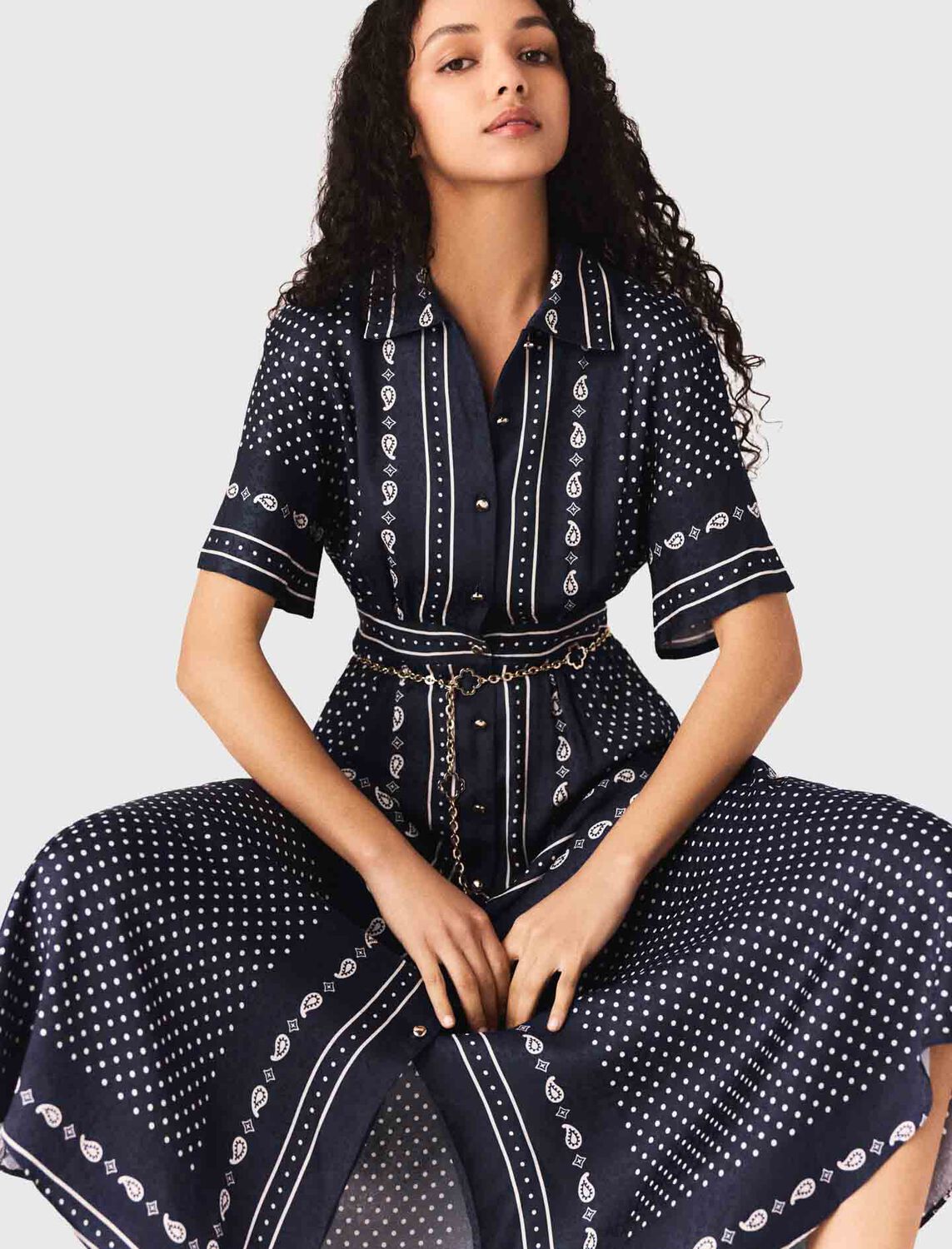 Flowy patterned maxi dress - Dresses - MAJE