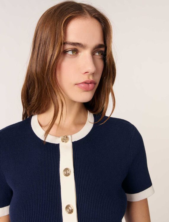 Contrasting cropped cardigan - Sweaters & Cardigans - MAJE