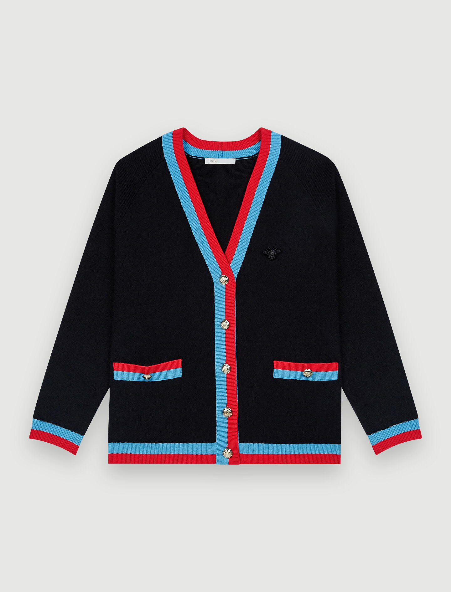 maje cardigan with contrast stripes