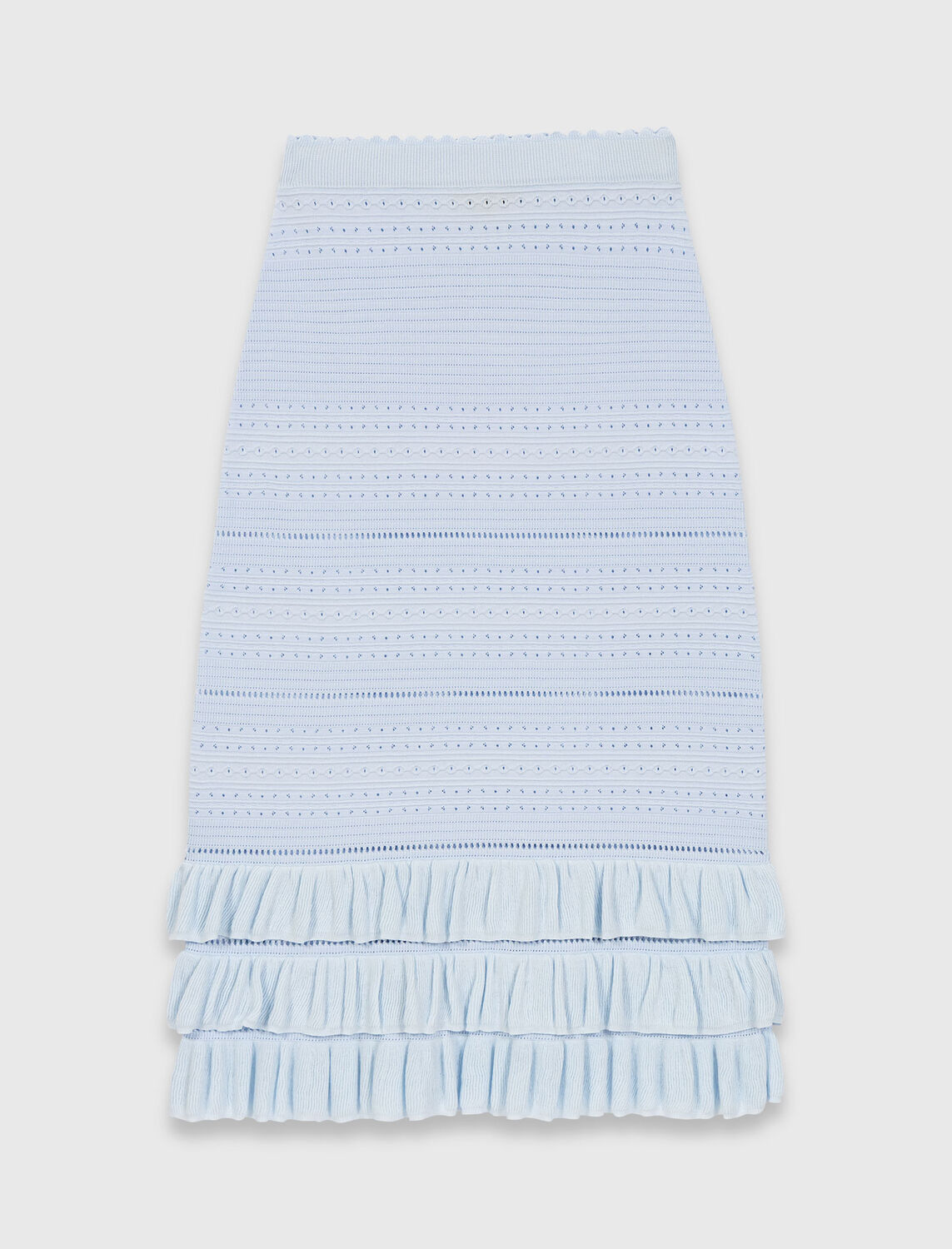 Long ruffled knit skirt : Skirts & Shorts color Blue Sky