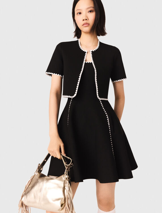 Topstitched cropped cardigan - Sweaters & Cardigans - MAJE