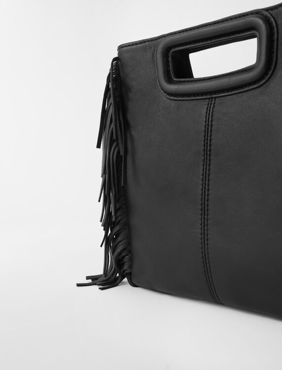 Smooth leather M bag with fringing -  - MAJE