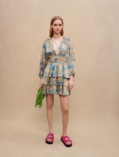 Abstract-print mini dress : Dresses color Blue abstract