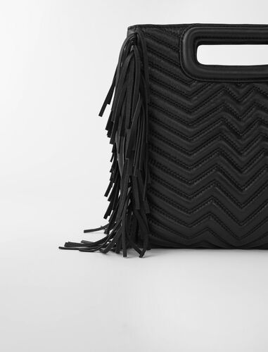 Quilted leather M bag : Small leather goods color Black