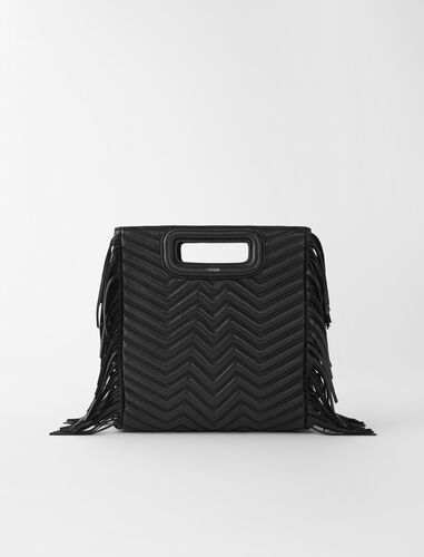 Quilted leather M bag : Small leather goods color Black