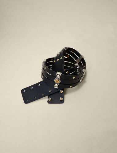 Leather belt with rivets : Belts color Black
