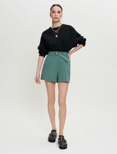 弹力搭扣西装短裤 : Skirts & Shorts 顏色 绿色/GREEN