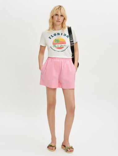 花朵刺绣松紧短裤 : Shirts 顏色 粉色/PINK