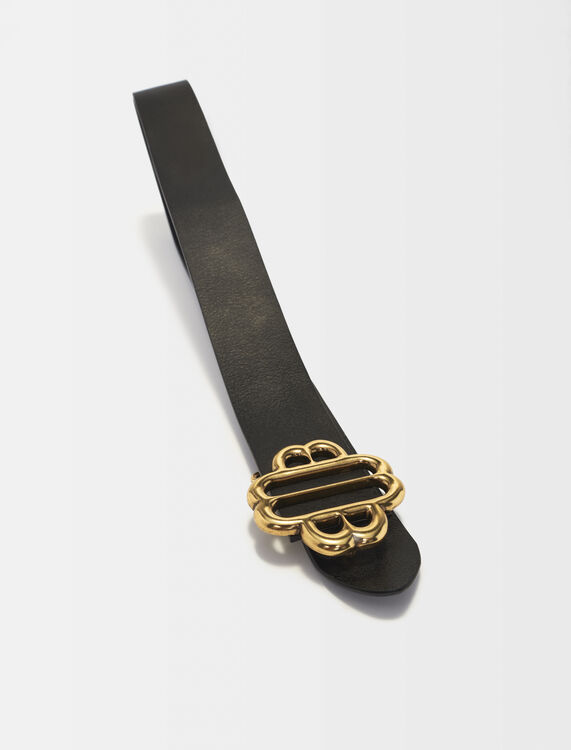 Leather belt with Clover logo - Spring-Summer 25 Collection - MAJE