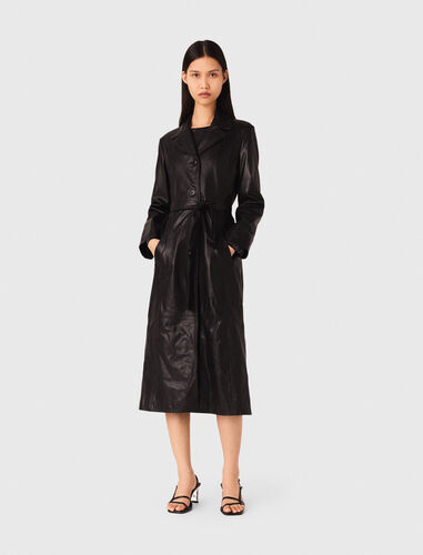 Long leather trench coat : Coats color Black