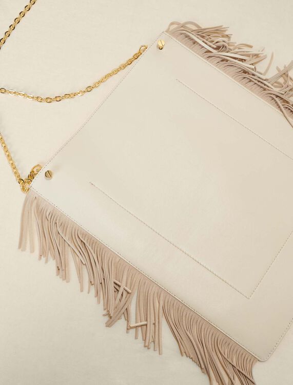 Clover leather bag with fringing - Shoulder bags - MAJE