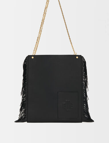 Clover leather bag with fringing : Shoulder bags color Camel