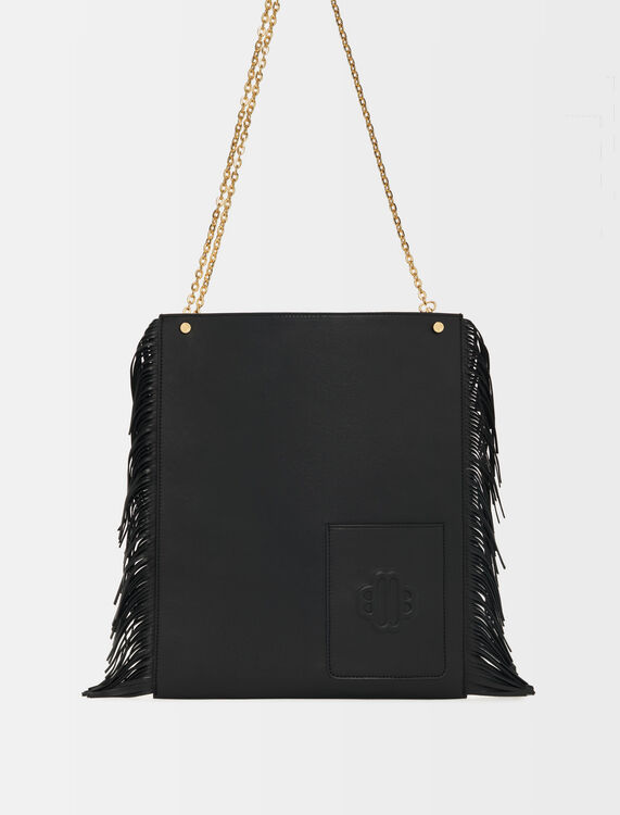 Clover leather bag with fringing -  - MAJE