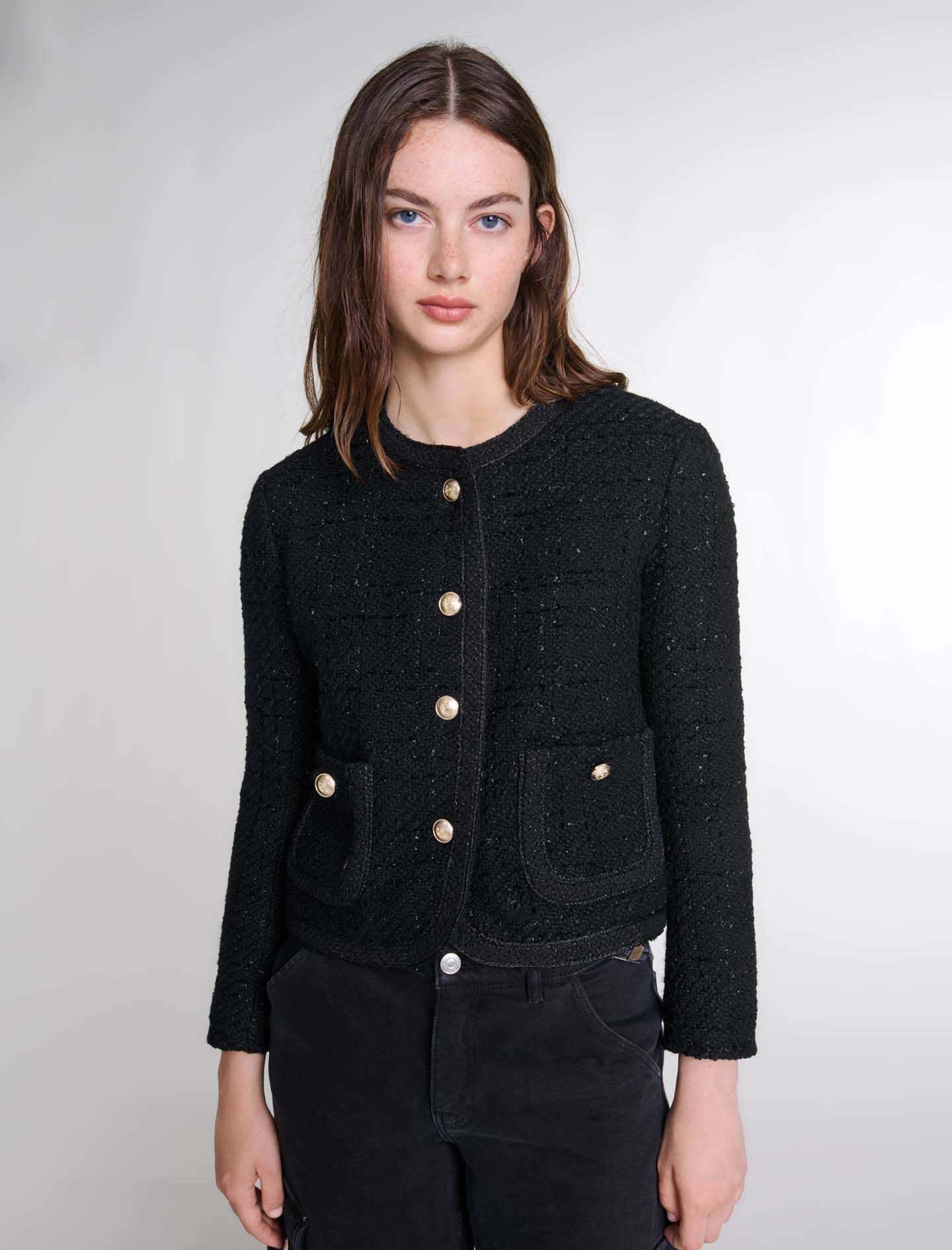124VIBLEED Short tweed jacket - Blazers & Jackets - Maje.com