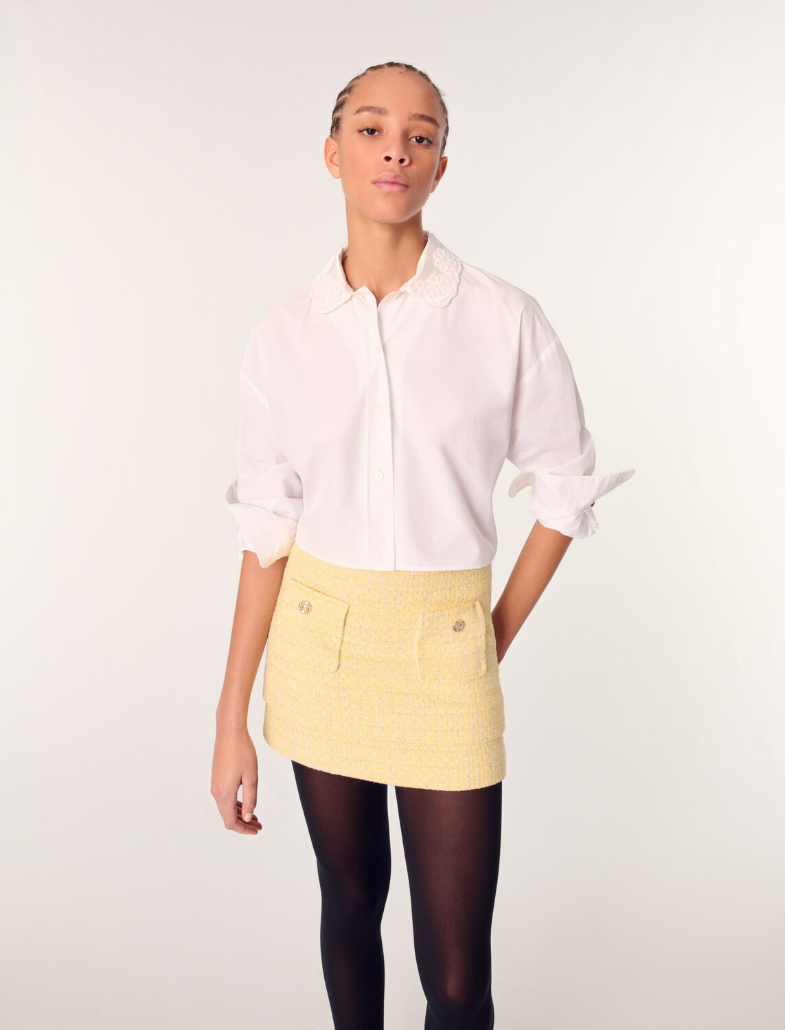 Tweed mini skirt : Skirts & Shorts color Yellow