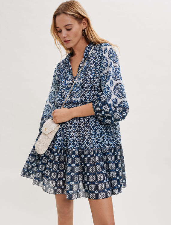 Mixed print cotton voile dress - Dresses - MAJE