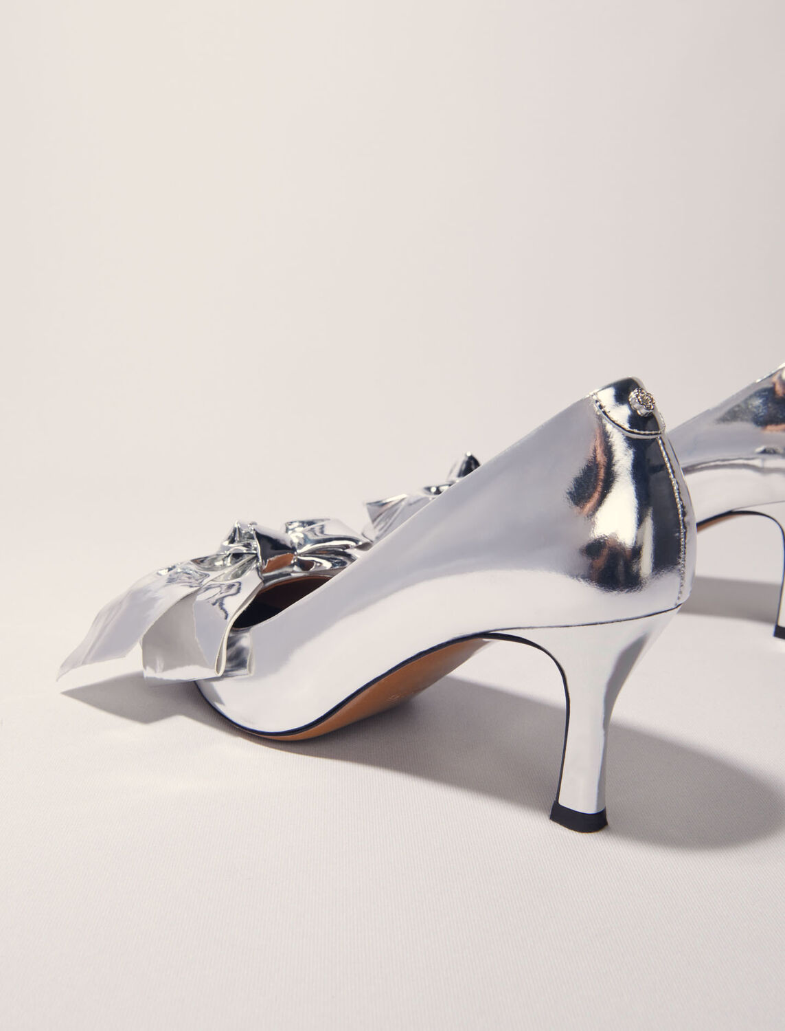 Leather pumps with bow detail : null color Silver