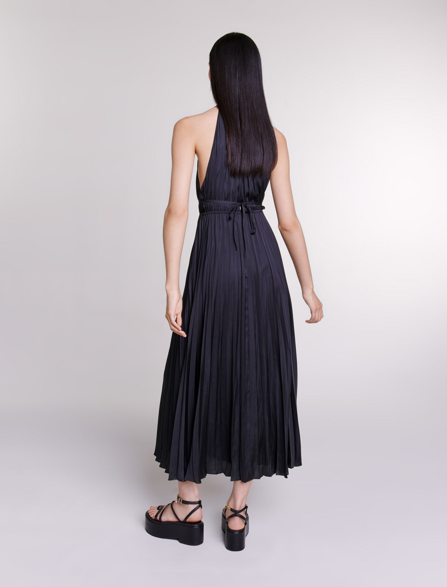 123REVILLY Pleated satin maxi dress - Dresses - Maje.com