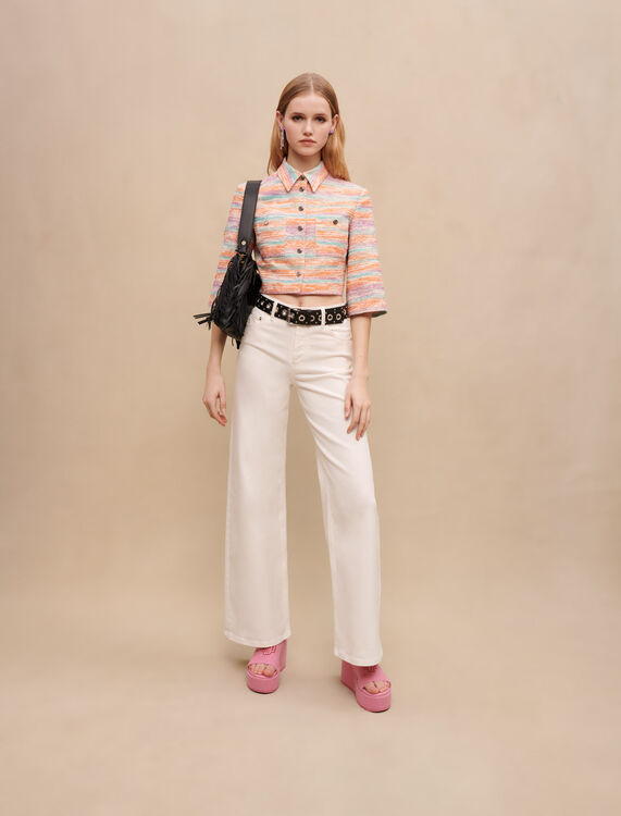 Cropped shiny tweed jacket - Blazers - MAJE
