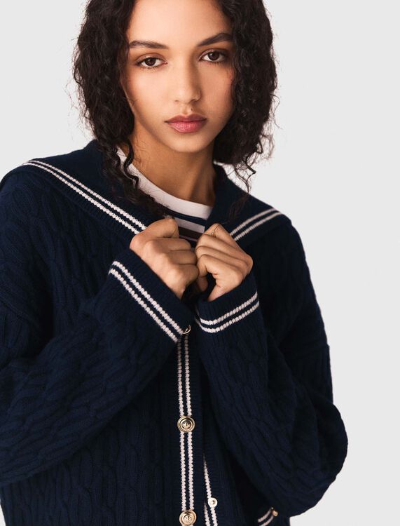 Cable-knit boat neck cardigan - Sweaters & Cardigans - MAJE
