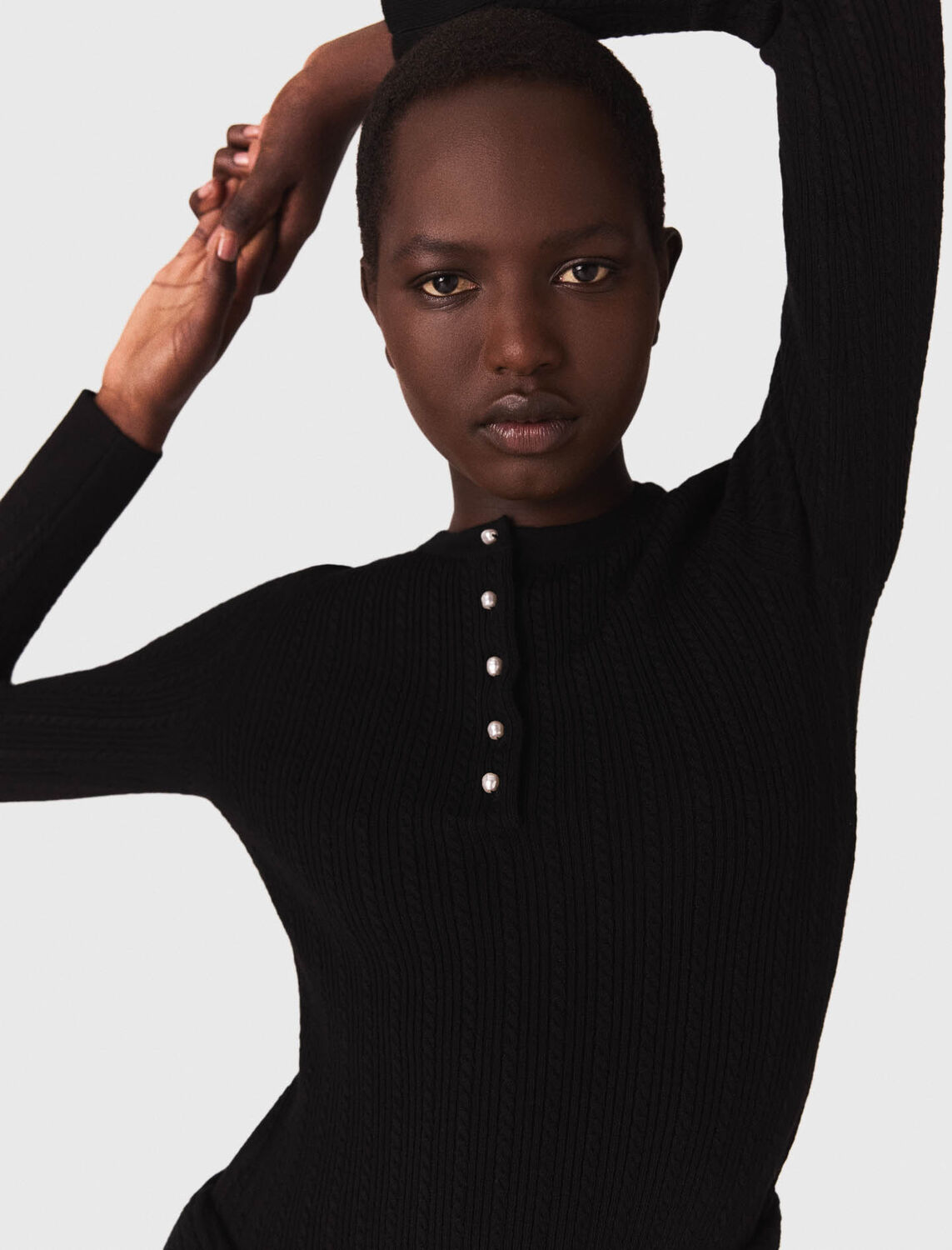 Short beaded-collar knit dress - Dresses - MAJE