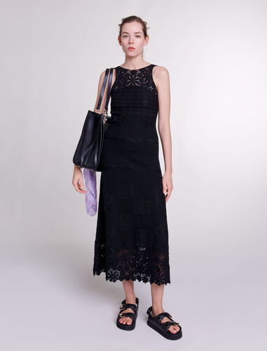 Crochet-knit maxi dress : Spring-Summer Collection color Black