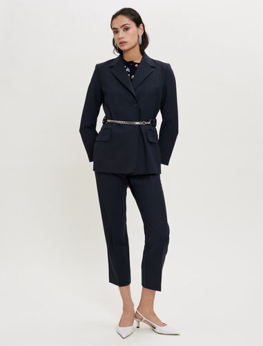 Tailored jacket with chain belt : Blazers color Navy