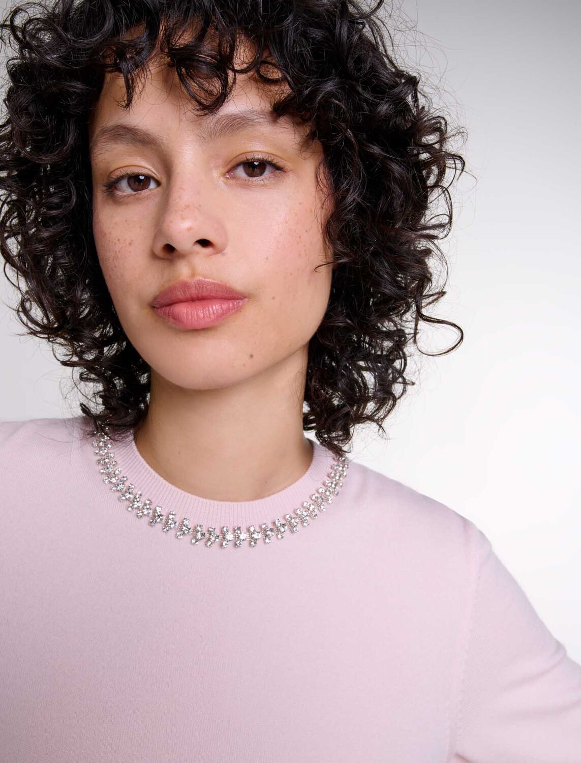 Knit crop jumper with rhinestones : Fall-Winter Collection color 