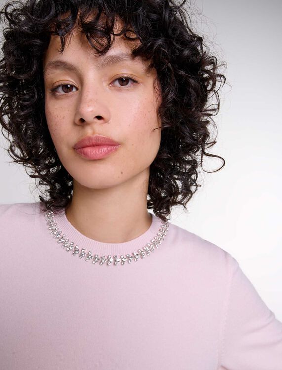 Knit crop jumper with rhinestones - null - MAJE