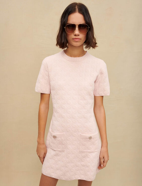 Pink textured knit dress - Dresses - MAJE