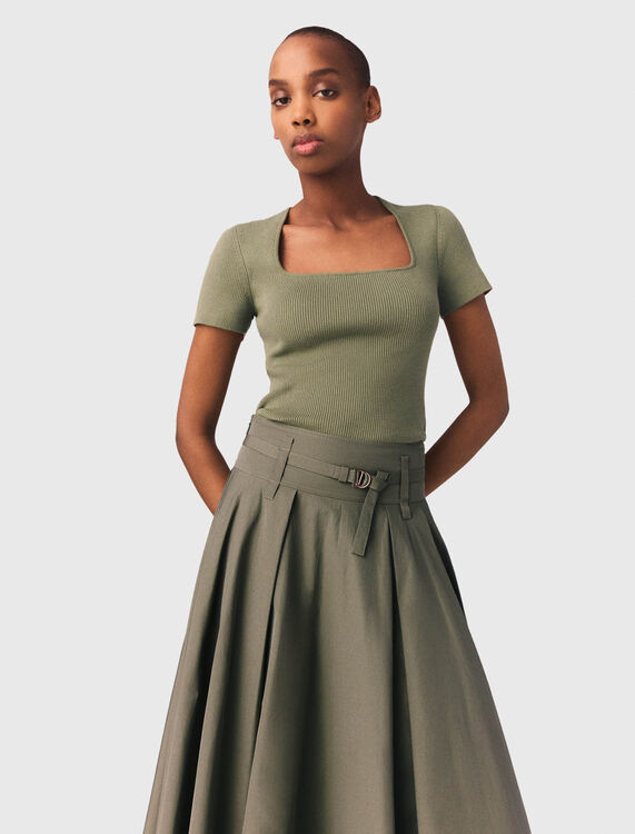 Square-neck ribbed jumper - Sweaters & Cardigans - MAJE