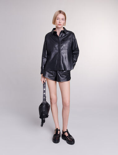 Leather shirt : View All color Black