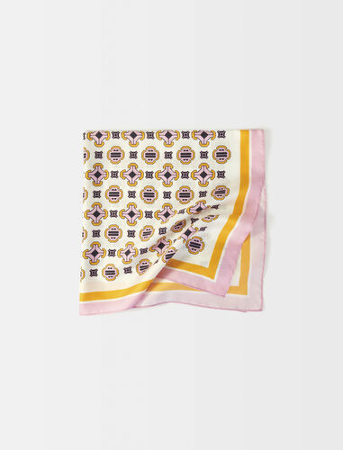 Printed silk scarf : Scarves and shawls color Tiles ecru background