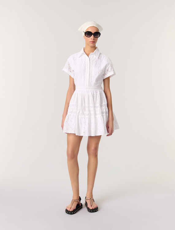 Embroidered babydoll dress : Dresses color White