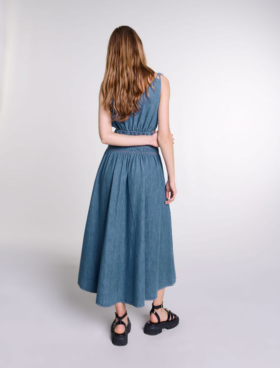Cutaway denim maxi dress - Fall-Winter Collection - MAJE