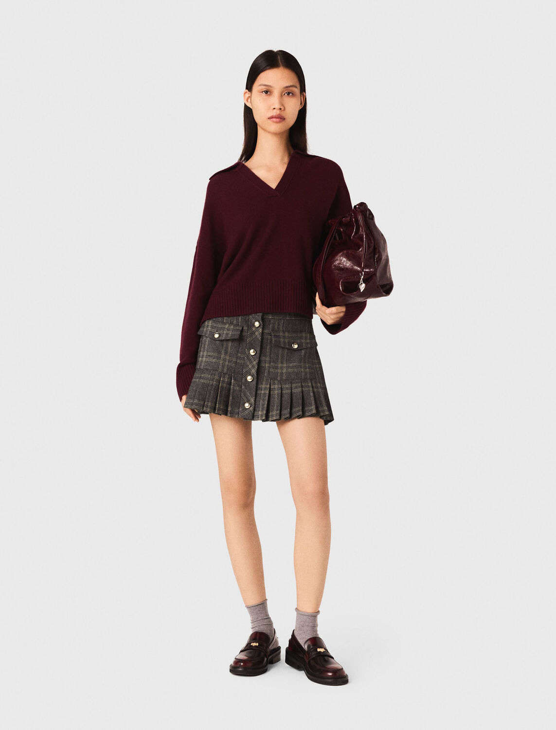 Short pleated checked skirt - Skirts & Shorts - MAJE