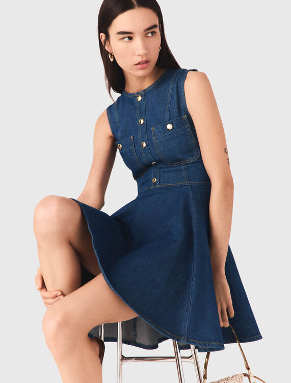 Short flared denim dress - Dresses - MAJE